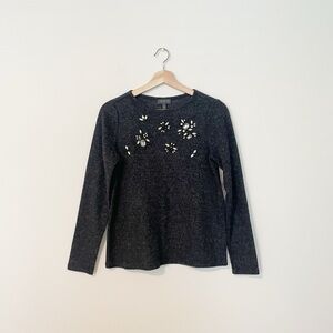 The Limited • Jeweled Charcoal Gray Sweater